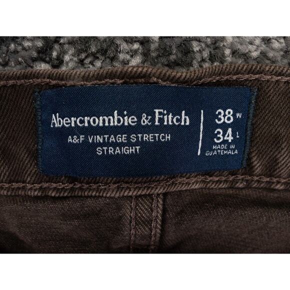 Abercrombie & Fitch Jeans Mens 36x34 Brown Vintage Stretch Straight Preppy NWT - Picture 2 of 16